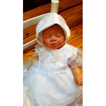 White Baby Girl Christening Dress with Bonnet Style MAYA SL