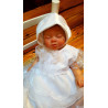 White Baby Girl Christening Dress with Bonnet Style MAYA SL