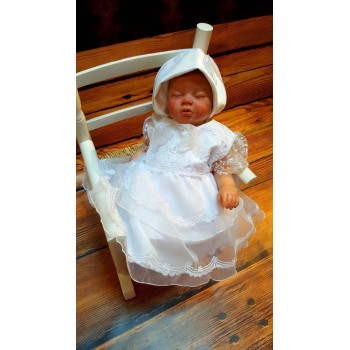 White Baby Girl Christening Dress with Bonnet Style MAYA SL