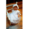 White Baby Girl Christening Dress with Bonnet Style MAYA SL