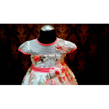 Lovely Ivory/Pink Special Occasion Girl Dress with Bonnet Style 0614