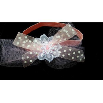 Pink Christening/Special Occasion Headband with Flower and Bow Style HB-02