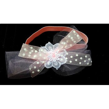 Pink Christening/Special Occasion Headband with Flower and Bow Style HB-02