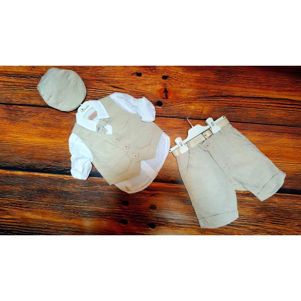 Lovely 6 Pieces |Beige/White Outfit for Boys Style 1079 Lovely 6 Pieces |Beige/White Outfit for Boys Style 1079