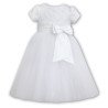 Whie Bow Ceremonial Ballerina Length Dress - Style 070034x
