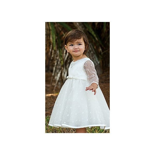 Ivory Long Lace Sleeves Flower Girl/Special Occasion Ballerina Length Dress by Sarah louise- Style 070086-2 Ivory Long Lace Sleeves Flower Girl/Special Occasion Ballerina Length Dress by Sarah louise- Style 070086-2
