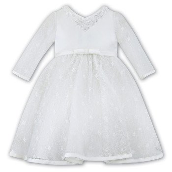 Ivory Long Lace Sleeves Flower Girl/Special Occasion Ballerina Length Dress by Sarah louise- Style 070086-2