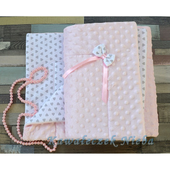 Pink/White/Gray Baby Girl Blanket Style GRAY HEARTS