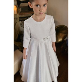 Amazing Roses Print Satin Communion Dress style J7