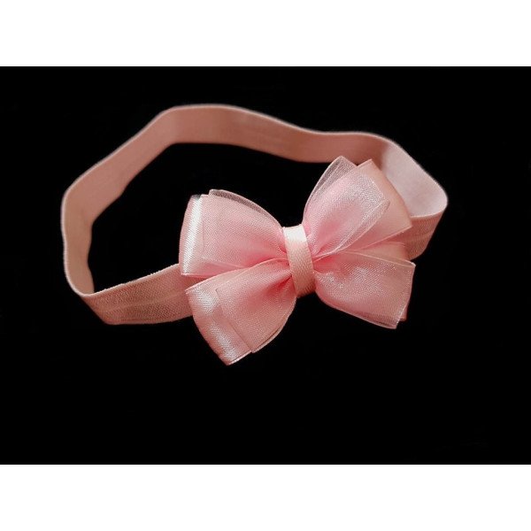 Baby Girls Pink Headband with Satin&Organza Bow Style 28A Baby Girls Pink Headband with Satin&Organza Bow Style 28A