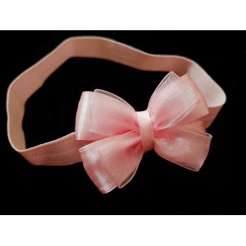 Baby Girls Pink Headband with Satin&Organza Bow Style 28A