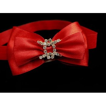 Red Satin Bow Diamanté Buckle Baby Headband Style 373