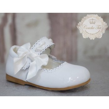 White Leather First Holy Communion/Special Occasion Shoes Style JANE