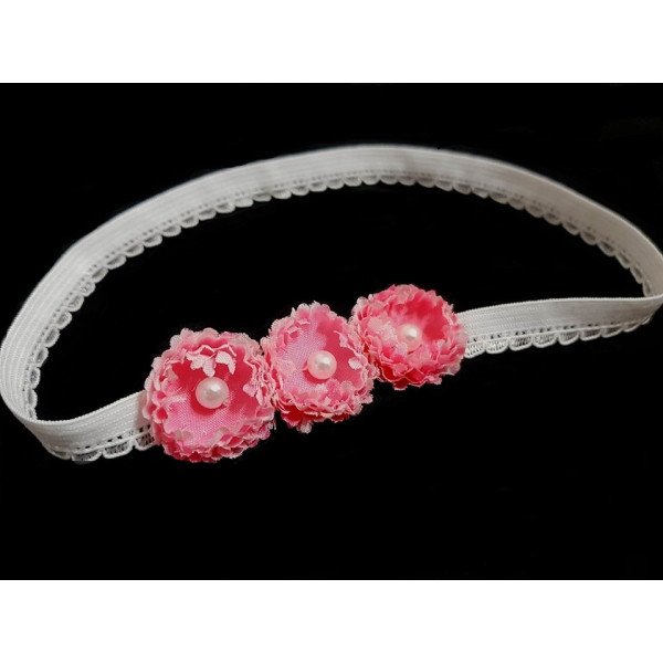 White/Pink Christening/Special Occasion Headband Style 107b White/Pink Christening/Special Occasion Headband Style 107b