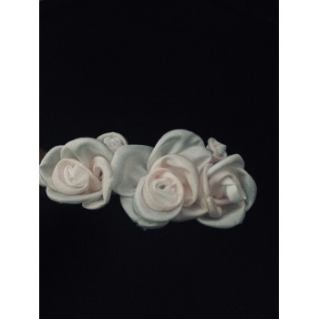 White Communion Headband with Light Pink Flowers OW-003