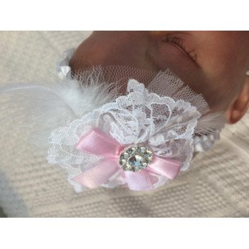 White Satin Christening/Special Occasion Headband Style ANTONIA