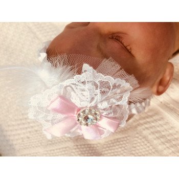 White Satin Christening/Special Occasion Headband Style ANTONIA