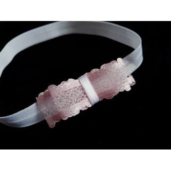 White/Pink Christening/Special Occasion Handmade Headband Style 315
