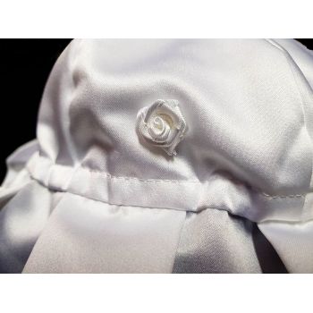 Pretty White Satin Traditional Look Bonnet/Hat for Baby Girl Style Bonnet02