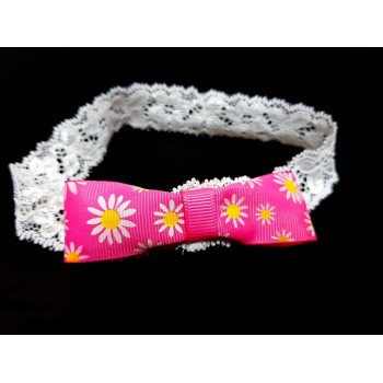White/Pink Christening/Special Occasion Headband Style HEADBAND 02