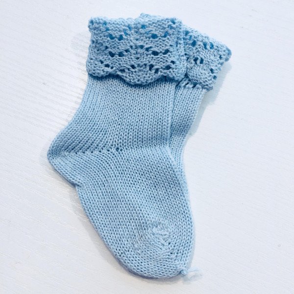 Hand Made Turn Over Baby Boy Christening/ Special Occasion Socks BLUE Hand Made Turn Over Baby Boy Christening/ Special Occasion Socks BLUE