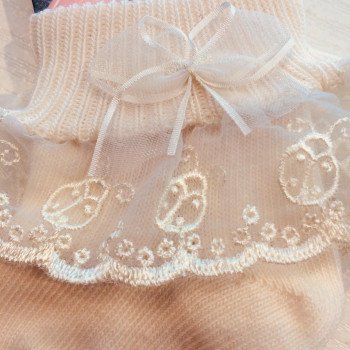 Ivory Baby Girl Christening/Special Occasion Ladybird Sock