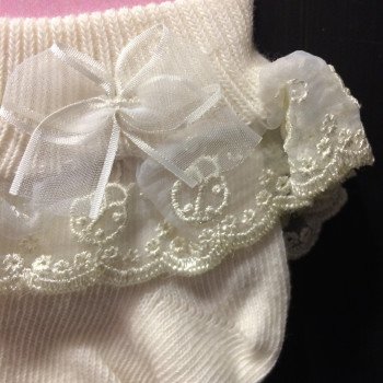 Ivory Baby Girl Christening/Special Occasion Ladybird Sock