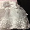 White Baby Girl Christening Socks with Poppy Lace