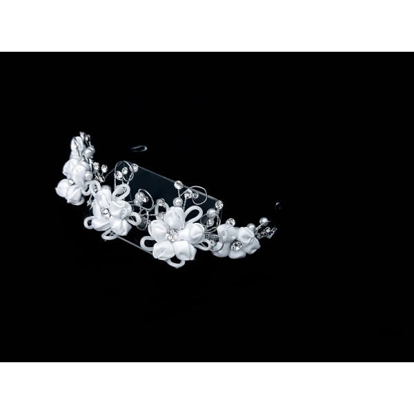 First Holy Communion Headband with Satin Flowers Style CH088