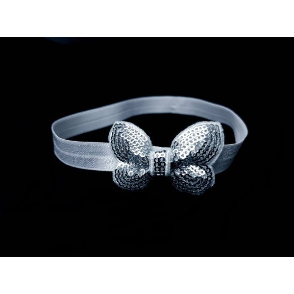 White/Silver Handmade Christening Headband Style 411 White/Silver Handmade Christening Headband Style 411