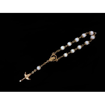 Baptism Baby Bracelet 10th Rosary White/Gold Style ROSARY 01