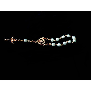 Green/Gold Baptism Baby Bracelet 10th Rosary Style ROSARY 08