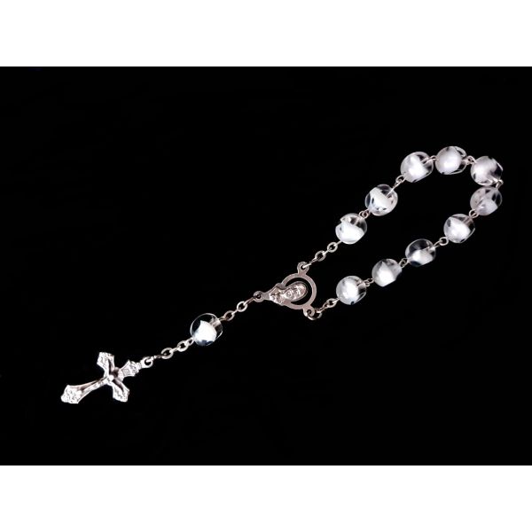 White/Silver Baptism Baby Bracelet 10th Rosary Style ROSARY 22 White/Silver Baptism Baby Bracelet 10th Rosary Style ROSARY 22