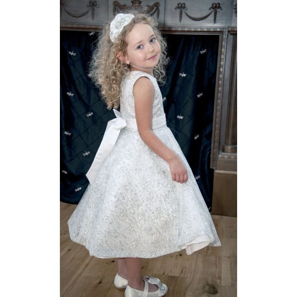Silver Flower Girl Dress by Sevva Style CLIO Silver Flower Girl Dress by Sevva Style CLIO