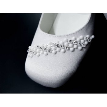 White Satin First Holy Communion Shoes Style MAISIE