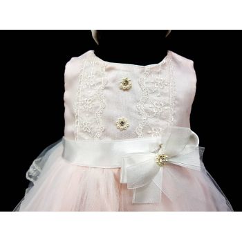 Pink/Ivory Christening/Special Occasion Baby Girl Dress, Shoes and Headband Style 05007