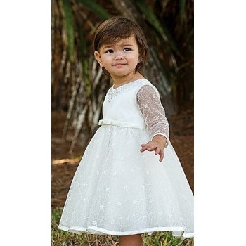 Ivory Long Lace Sleeves Flower Girl/Special Occasion Ballerina Length Dress by Sarah louise- Style 070086-2