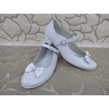 White Leather First Holy Communion Shoes Style 901