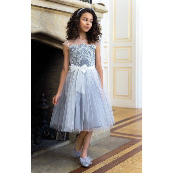 Ivory/Grey Confirmation/Special Occasion Dress Style 4/J/18 Ivory/Grey Confirmation/Special Occasion Dress Style 4/J/18