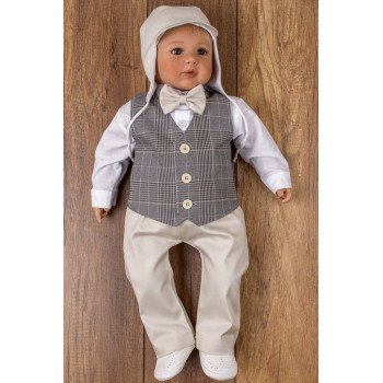 6 Pcs Christening Suit&Jacket Victor Beige
