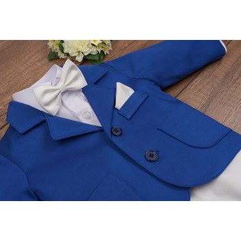 5 Pcs Christening Suit& Jacket Casper III Ivory /Royal Blue