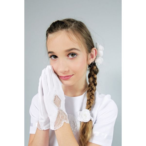Mat Satin White First Holy Communion Gloves Style K-8