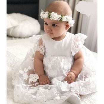 White Christening/Baptism Baby Girl Dress Style NINA