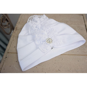 White Handmade Christening Baby Girl Bonnet Style BONNET 02