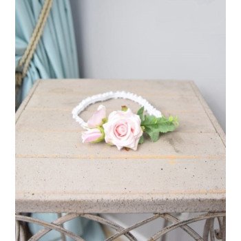 White/Pink/Green Handmade Christening Headband Style SOPHIA BIS