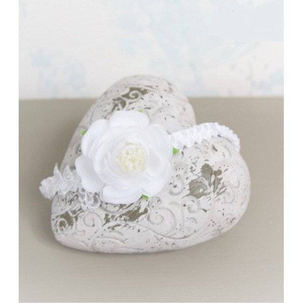White/Green Handmade Christening Headband Style NADIA BIS White/Green Handmade Christening Headband Style NADIA BIS