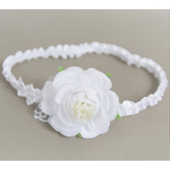 White/Green Handmade Christening Headband Style NADIA BIS