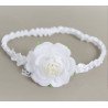 White/Green Handmade Christening Headband Style NADIA BIS