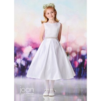 Joan Calabrese White Satin Tea-Length First Holy Communion Dress Style 119382