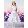 Joan Calabrese White Satin Tea-Length First Holy Communion Dress Style 119382